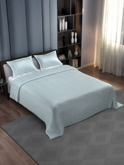 Synergized Cotton - Jacquard Essence Light Blue Super Soft Bedsheet with 2 Pillow Covers (Super King)
