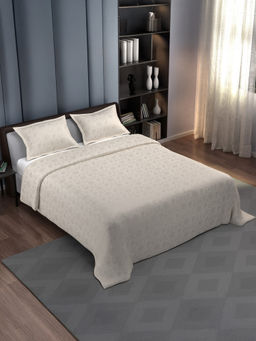 Synergized Cotton - Jacquard Essence Cream Super Soft Bedsheet with 2 Pillow Covers (Super King)