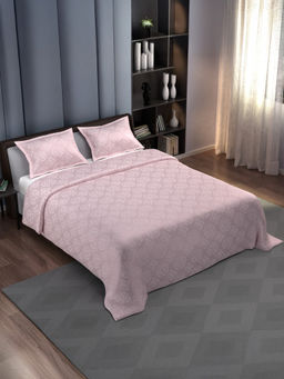 Synergized Cotton - Jacquard Essence Pink Super Soft Bedsheet with 2 Pillow Covers (Super King)