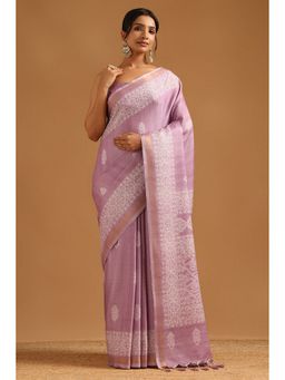 Soch - Lavender Art Silk Ethnic Motifs Saree with Unstitched Blouse