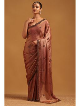 Soch - Onion Pink Fendy Organza Floral Saree with Unstitched Blouse