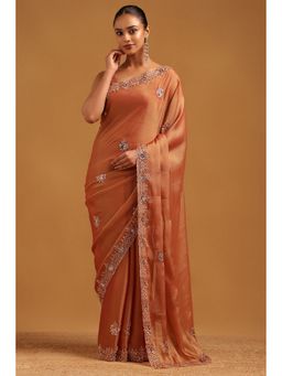 Soch - Peach Tissue Saree with Unstitched Blouse