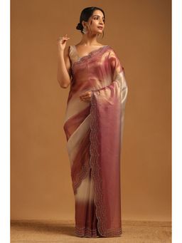 Soch - Purple Tissue Ombre Saree with Unstitched Blouse