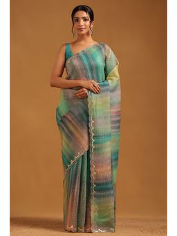 Soch - Multicolour Chiffon Leheriya Saree with Unstitched Blouse