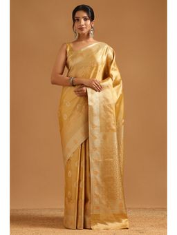 Soch - Gold Tissue Zari Woven Saree with Unstitched Blouse