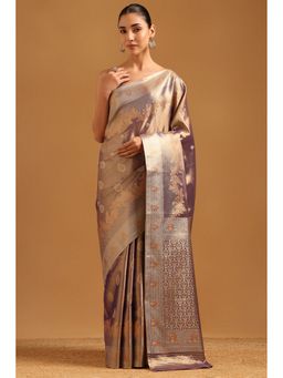 Soch - Light Purple Tissue Zari Woven Saree with Unstitched Blouse