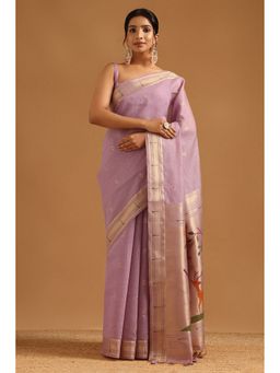 Soch - Lavender Tissue Woven Design Saree with Unstitched Blouse