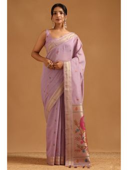 Soch - Lavender Chanderi Woven Design Saree with Unstitched Blouse