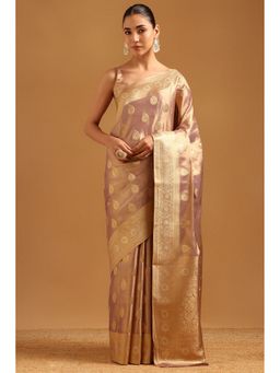 Soch - Light Purple Tissue Ethnic Motifs Zari Woven Saree with Unstitched Blouse