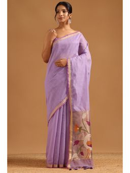 Soch - Lavender Organza Saree with Unstitched Blouse
