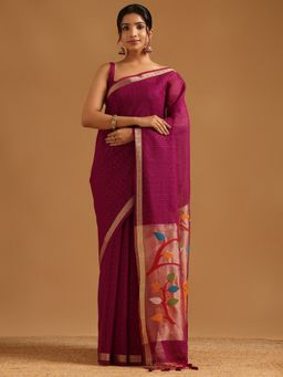 Soch - Purple Tissue Woven Design Saree with Unstitched Blouse