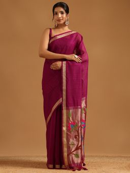 Soch - Purple Tissue Woven Design Saree with Unstitched Blouse