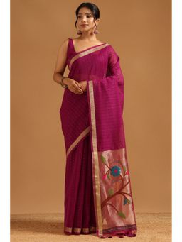 Soch - Purple Tissue Woven Design Saree with Unstitched Blouse