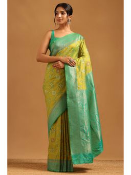 Soch - Light Green Silk Blend Patola Zari Woven Saree with Unstitched Blouse