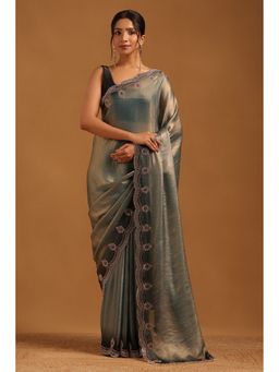 Soch - Blue Fendy Organza Ombre Saree with Unstitched Blouse