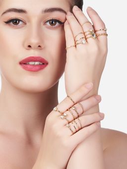 Zaveri Pearls - Set of 20 Gold Tone Contemporary Stackable Rings-ZPFK13636