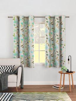 Encasa Homes - Room Darkening Floral Digital Print with Grommets Blackout Curtains (Pack of 2) 5 Feet