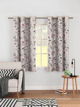 Encasa Homes - Digital Print Polyester F1 Neutral Color Curtains (Pack of 2) 6 Feet