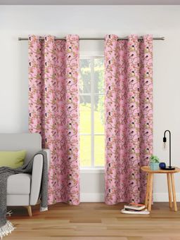 Encasa Homes - Digital Print Polyester F1 Spring Color Curtains (Pack of 2) 8 Feet