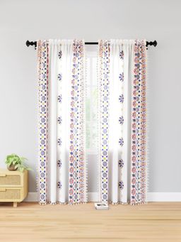 Encasa Homes - Boho Leaves Polyester Curtains (Pack of 2) 7 Feet