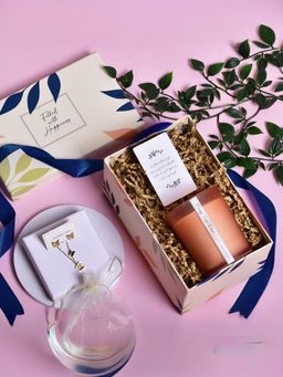 Gleevers - Lavender Big Candle and Necklace Earring Gift Box for Her (Set of 2)