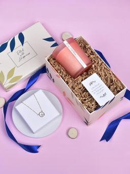 Gleevers - Rose Big Candle and Necklace Gift Box for Her (Set of 2)
