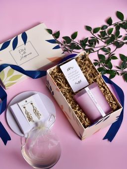 Gleevers - Lavender Big Candle and Earring Gift Box for Her (Set of 2)