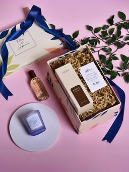 Gleevers - Lavender Small Candle and Amber Perfume Gift Box for Her (Set of 2)