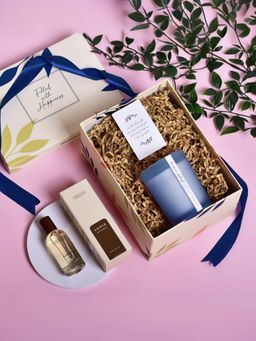 Gleevers - Arabian Wood Big Candle and Amber Perfume Gift Box for Her (Set of 2)