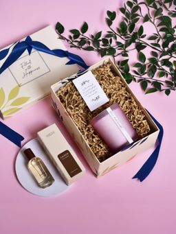 Gleevers - Lavender Big Candle and Amber Perfume Gift Box for Her (Set of 2)