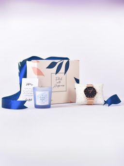 Gleevers - Arabian Wood Small Candle and Watch Gift Box for Her (Set of 2)