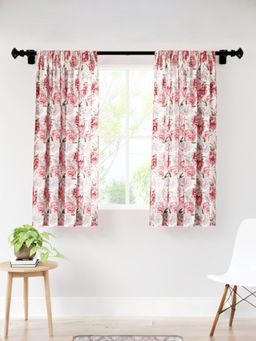 Encasa Homes - Peonies Micro Curtains (Pack of 2) 5 Feet