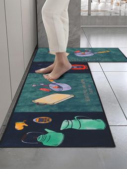 Cortina - Pack of 2 Rubber L Shaped Kitchen Mat - Teal