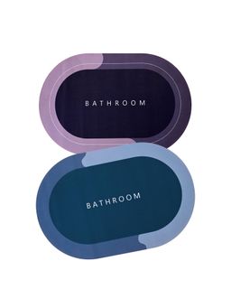 Cortina - Pack of 2 Non Slip Rubber Bathroom Mat - Teal and Purple