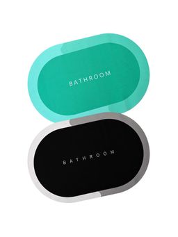 Cortina - Pack of 2 Non Slip Rubber Bathroom Mat - Black and Green