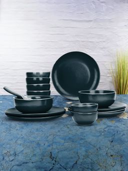 UMAI - Ceramic Dinnerware (Set of 15) Teal
