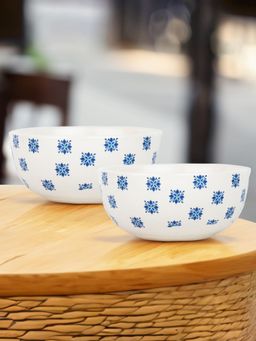 UMAI - Handpainted Blue Flower Ceramic Dal Katori (Pack of 2)