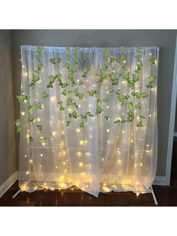Special You - White Net Curtain For Decoration, Green Vines For Backdrop For Pooja
