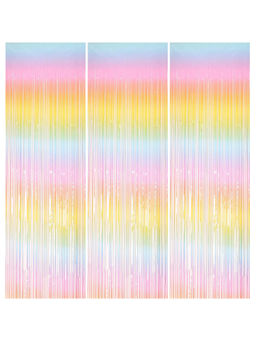 Special You - Pastel Rainbow Foil Fringe Curtains Pack of 3