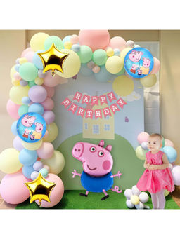 Special You - Peppa Pig Birthday Decor Kit With Pastel Balloons & Foil Balloon- 58Pcs