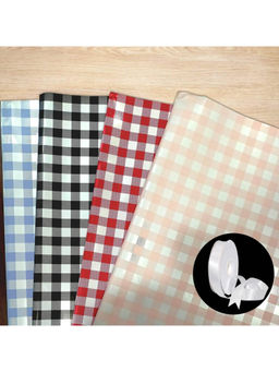 Special You - Wrapping Paper For Gift Packing- 6 Sheets With White Ribbon (Check Print)