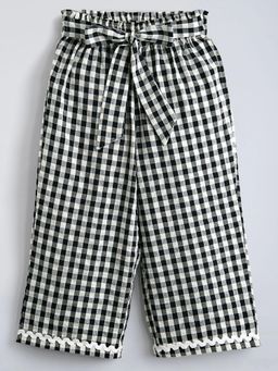 Hopscotch - Black Checkered Lace Cotton Pant