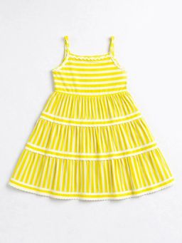 Hopscotch - Spaghetti Yellow Striped Casual Dress