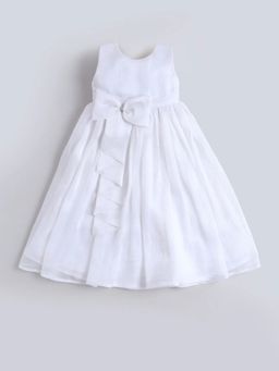 Hopscotch - White Solid Bow Applique Gown