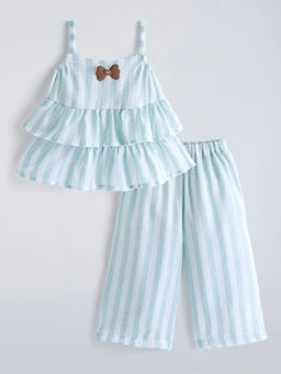 Hopscotch - Blue Striped Bow Applique Co-Ord Set