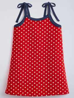 Hopscotch - Red Cotton Polka Dot Casual Dress