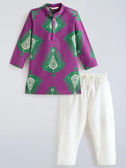 Hopscotch - Purple All Over Print Kurta And Pyjama