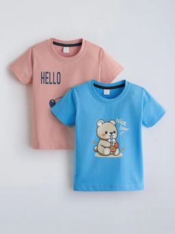 Hopscotch - Multi-Color Cotton Graphic T-Shirts (Pack Of 2)