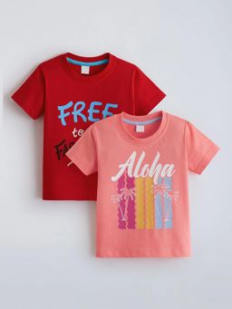 Hopscotch - Multi-Color Cotton Graphic T-Shirts (Pack Of 2)