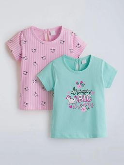 Hopscotch - Multi-Color Cotton Graphic T-Shirts (Pack Of 2)